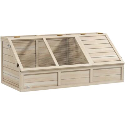 PawHut abbeveratoio per tartarughe, esterno, per piccoli animali con coperchio funzionante, 2 scomparti separati, senza fondo, 120x55x50 cm, colore naturale PawHut abbeveratoio per tartarughe, esterno, per piccoli animali con coperchio funzionante, 2 scomparti separati, senza fondo, 120x55x50 cm, colore naturale
