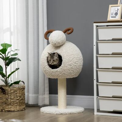 PawHut Tiragraffi per Gatti, Albero da Arrampicata con Cuccia per Gatti PawHut Tiragraffi per Gatti, Albero da Arrampicata con Cuccia per Gatti
