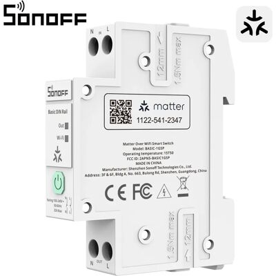 SONOFF Interruttore DIN-rail a canale singolo BASIC-1GSP con Matter over Wi-Fi, controllo remoto, monitoraggio del consumo energetico, protezione da sovraccarico, supporta correnti fino a 32A SONOFF Interruttore DIN-rail a canale singolo BASIC-1GSP con Matter over Wi-Fi, controllo remoto, monitoraggio del consumo energetico, protezione da sovraccarico, supporta correnti fino a 32A