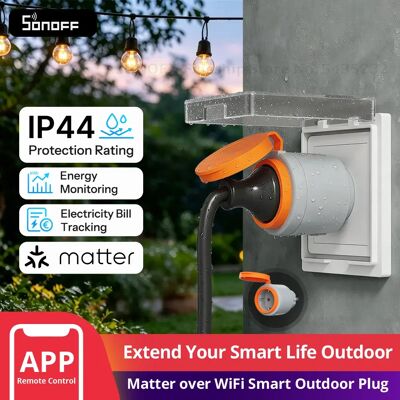 SONOFF S61STPF-PM-O Presa Intelligente da Esterno Matter Over WiFi Tipo-F con Protezione IP44 e Monitoraggio Energetico Compatibile con Matter SONOFF S61STPF-PM-O Presa Intelligente da Esterno Matter Over WiFi Tipo-F con Protezione IP44 e Monitoraggio Energetico Compatibile con Matter