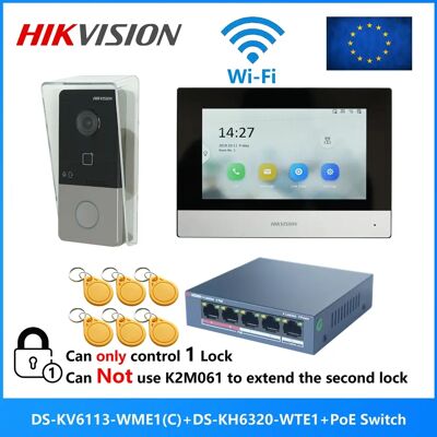 HIKVISION DS-KIS603-P(C) KIT videocitofono POE 802.3af multilingue, include DS-KV6113-WPE1(C) e DS-KH6320-WTE1 e switch PoE HIKVISION DS-KIS603-P(C) KIT videocitofono POE 802.3af multilingue, include DS-KV6113-WPE1(C) e DS-KH6320-WTE1 e switch PoE