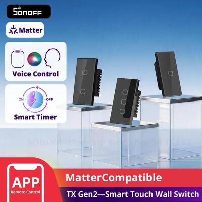 SONOFF T6 Nero TX Gen2 Matter Interruttore a Parete Smart Touch con Relè Staccabile, Interruttore Notturno Regolabile, Localizzatore Compatibile con l'Ecosistema Apple SONOFF T6 Nero TX Gen2 Matter Interruttore a Parete Smart Touch con Relè Staccabile, Interruttore Notturno Regolabile, Localizzatore Compatibile con l'Ecosistema Apple