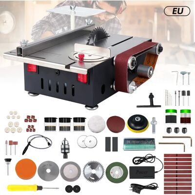OWJHE Sega Circolare da Tavolo 200W, Mini Sega da Banco e Levigatrice a Nastro, Velocità Variabile, Profondità di Taglio 30mm per Legno, Plastica, Pietra, Metallo OWJHE Sega Circolare da Tavolo 200W, Mini Sega da Banco e Levigatrice a Nastro, Velocità Variabile, Profondità di Taglio 30mm per Legno, Plastica, Pietra, Metallo