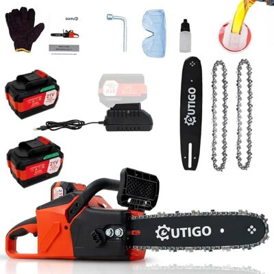NONE Sega a catena OUTIGO da 12 pollici, motore brushless da 1000 W, con 2 batterie da 21 V, seghe da giardino portatili a batteria, adatte al taglio del legno e alla potatura dei rami NONE Sega a catena OUTIGO da 12 pollici, motore brushless da 1000 W, con 2 batterie da 21 V, seghe da giardino portatili a batteria, adatte al taglio del legno e alla potatura dei rami