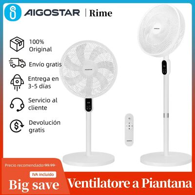 AIGOSTAR 50W Ventilatore a Piantana Silenzioso con 7 Pale, 3 Velocità e Modalità, Telecomando, Timer 12H, Base Circolare Ultra Stabile, Altezza Regolabile 110-125cm, per Casa e Ufficio, Bianco, Rime AIGOSTAR 50W Ventilatore a Piantana Silenzioso con 7 Pale, 3 Velocità e Modalità, Telecomando, Timer 12H, Base Circolare Ultra Stabile, Altezza Regolabile 110-125cm, per Casa e Ufficio, Bianco, Rime