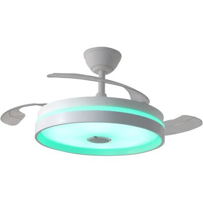 NARVI Ventilatore da soffitto bianco, con RGB e BLUETOOTH, 3 pale retrattili, motore DC da 30W, luce LED regolabile in intensità e colore. Con memoria, telecomando e app mobile. Rif. CANNES 7189 RGB NARVI Ventilatore da soffitto bianco, con RGB e BLUETOOTH, 3 pale retrattili, motore DC da 30W, luce LED regolabile in intensità e colore. Con memoria, telecomando e app mobile. Rif. CANNES 7189 RGB