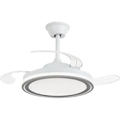 NARVI Ventilatore da soffitto bianco con interno grigio, Ø50 cm, pale retrattili, motore DC, LED dimmerabile e memoria. Con telecomando. Rif. JAMAICA 8941 WH+GR NARVI Ventilatore da soffitto bianco con interno grigio, Ø50 cm, pale retrattili, motore DC, LED dimmerabile e memoria. Con telecomando. Rif. JAMAICA 8941 WH+GR