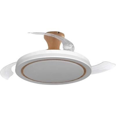NARVI Ventilatore da Soffitto Bianco+Legno di Faggio, 3 Pale Retrattili, Motore DC da 30W, Luce LED da 45W Regolabile in Intensità e Colore della Luce. Con Memoria, Telecomando e App Mobile. REF CRETA NARVI Ventilatore da Soffitto Bianco+Legno di Faggio, 3 Pale Retrattili, Motore DC da 30W, Luce LED da 45W Regolabile in Intensità e Colore della Luce. Con Memoria, Telecomando e App Mobile. REF CRETA