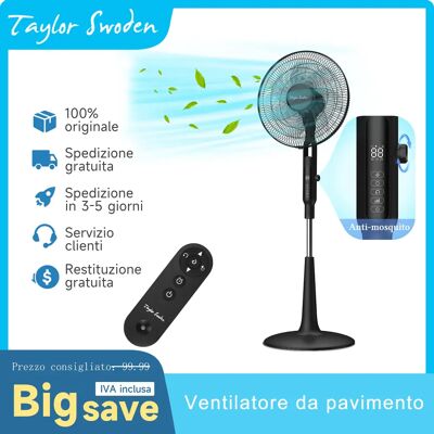 Taylor Ventilatore da pavimento silenzioso , ventola CC 25 dB con telecomando, 3258,6 m3/h, 28 velocità, 7 pale, 40 W, timer 12 ore, anti-zanzara, Taylor Ventilatore da pavimento silenzioso , ventola CC 25 dB con telecomando, 3258,6 m3/h, 28 velocità, 7 pale, 40 W, timer 12 ore, anti-zanzara,