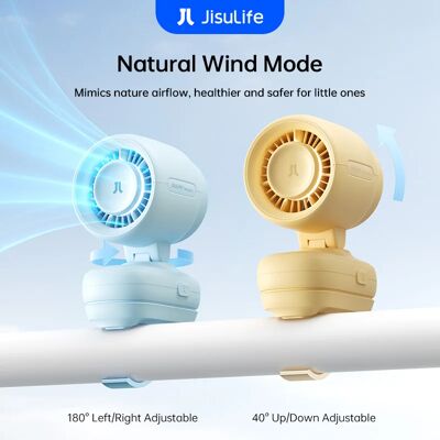 JISULIFE Ventilatore portatile con clip per passeggino, mini ventilatore portatile a batteria con luce notturna, 5 velocità, display LED JISULIFE Ventilatore portatile con clip per passeggino, mini ventilatore portatile a batteria con luce notturna, 5 velocità, display LED