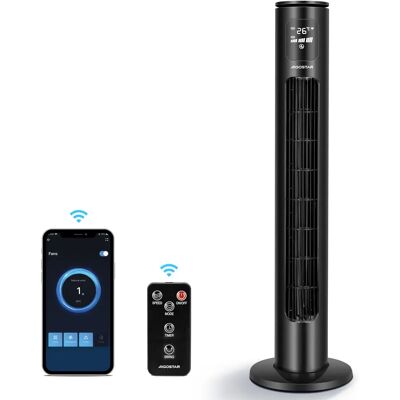 AIGOSTAR Ross Smart - Ventilatore a torre Smart WiFi con telecomando, 50W, display LED, oscillazione 70°, 3 velocità 3 modalità, timer 24 ore, controllo APP, adatto per casa e ufficio AIGOSTAR Ross Smart - Ventilatore a torre Smart WiFi con telecomando, 50W, display LED, oscillazione 70°, 3 velocità 3 modalità, timer 24 ore, controllo APP, adatto per casa e ufficio