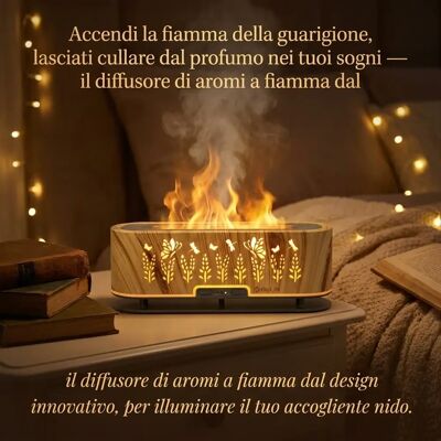 NONE Diffusore di aromi ultrasuoni effetto fiamma design lungo finitura legno farfalla, telecomando, luce calda e fredda, capacità 200ml con nebulizzazione intermittente NONE Diffusore di aromi ultrasuoni effetto fiamma design lungo finitura legno farfalla, telecomando, luce calda e fredda, capacità 200ml con nebulizzazione intermittente