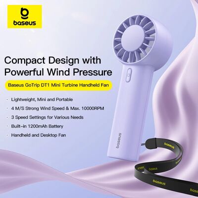 BASEUS GoTrip DT1 Mini Turbina Ventilatore portatile Ventilatore portatile regolabile a 3 velocità Ventilatore ricaricabile da 1200 mAh per campeggio esterno desktop BASEUS GoTrip DT1 Mini Turbina Ventilatore portatile Ventilatore portatile regolabile a 3 velocità Ventilatore ricaricabile da 1200 mAh per campeggio esterno desktop