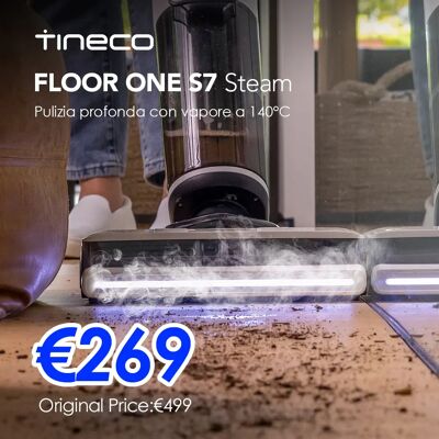 TINECO Floor One S7 Steam Pulitore a vapore senza fili per pavimenti duri con schermo autopulente, pulizia dei bordi, semovente, perfetto per bambini/animali domestici TINECO Floor One S7 Steam Pulitore a vapore senza fili per pavimenti duri con schermo autopulente, pulizia dei bordi, semovente, perfetto per bambini/animali domestici