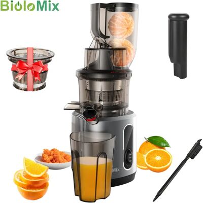 Biolomix Spremiagrumi a freddo con scivolo di alimentazione da 75 mm, potente estrattore di succo a masticazione lenta con motore potente da 200 W 40-65 giri/min per frutta intera Biolomix Spremiagrumi a freddo con scivolo di alimentazione da 75 mm, potente estrattore di succo a masticazione lenta con motore potente da 200 W 40-65 giri/min per frutta intera