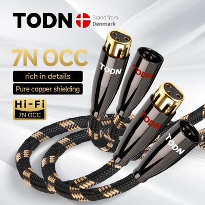 TODN Cavo XLR Hifi 7N OCC in rame con treccia in nylon, da maschio a femmina (M/F), a 3 pin, prolunga per microfono e mixer TODN Cavo XLR Hifi 7N OCC in rame con treccia in nylon, da maschio a femmina (M/F), a 3 pin, prolunga per microfono e mixer