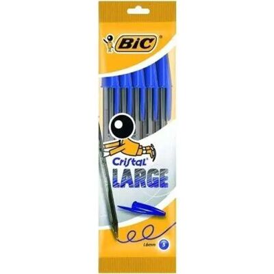 Bic Confezione grande in cristallo da 5 penne a sfera - punta rotonda da 1,6 mm - corsa 0,6 mm - inchiostro a base di olio - colore blu Bic Confezione grande in cristallo da 5 penne a sfera - punta rotonda da 1,6 mm - corsa 0,6 mm - inchiostro a base di olio - colore blu