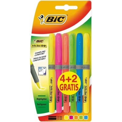 BIC - Set di 6 evidenziatori Brite Liner - Plastica - Giallo, Rosa, Verde BIC - Set di 6 evidenziatori Brite Liner - Plastica - Giallo, Rosa, Verde