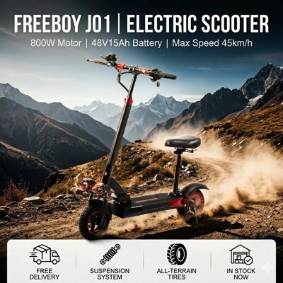 FREEBOY J01 Scooter elettrico per adulti Motore 800W, doppio freno idraulico 48V15Ah, con sedili Scooter automatico da crociera per pneumatici da 10" FREEBOY J01 Scooter elettrico per adulti Motore 800W, doppio freno idraulico 48V15Ah, con sedili Scooter automatico da crociera per pneumatici da 10"