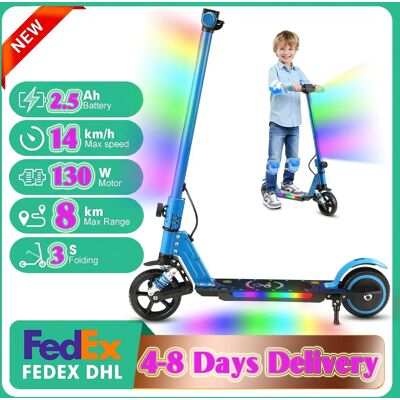 E-RIDES Monopattino elettrico per bambini 6-12 anni, colori neon, 130W, pieghevole, schermo LCD, 14 km/h, autonomia 8 km, E-Scooter per bambini Blu E-RIDES Monopattino elettrico per bambini 6-12 anni, colori neon, 130W, pieghevole, schermo LCD, 14 km/h, autonomia 8 km, E-Scooter per bambini Blu