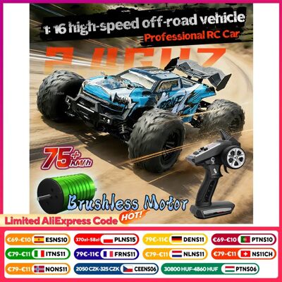 WLtoys Auto telecomandata ad alta velocità 1:16 PRO 75 KM/h, auto fuoristrada a quattro ruote motrici, auto da drifting. WLtoys Auto telecomandata ad alta velocità 1:16 PRO 75 KM/h, auto fuoristrada a quattro ruote motrici, auto da drifting.