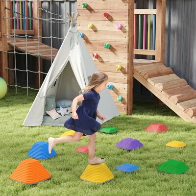 AIYAPLAY Pietre da calcio Balance, set da 11, impilabili e antiscivolo, per interni/esterni, 37L X 37W X 19H cm AIYAPLAY Pietre da calcio Balance, set da 11, impilabili e antiscivolo, per interni/esterni, 37L X 37W X 19H cm