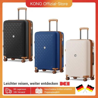 KONO Custodia rigida in polipropilene con portabicchieri, espandibile, leggera e robusta, valigia trolley con serratura TSA a 4 ruote KONO Custodia rigida in polipropilene con portabicchieri, espandibile, leggera e robusta, valigia trolley con serratura TSA a 4 ruote