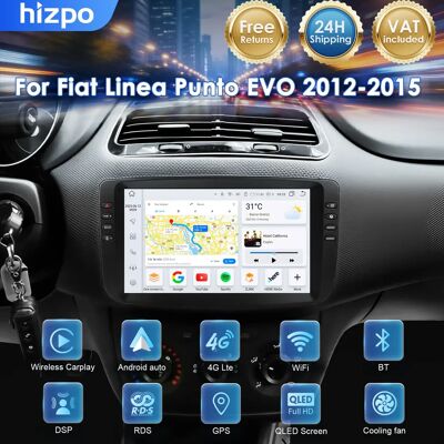 HIZPO Autoradio Wireless CarPlay 9'' Android 14 per Fiat Linea Punto EVO 2012-2015 2 DIN Stereo Bluetooth Multimedia GPS 4G LTE HIZPO Autoradio Wireless CarPlay 9'' Android 14 per Fiat Linea Punto EVO 2012-2015 2 DIN Stereo Bluetooth Multimedia GPS 4G LTE