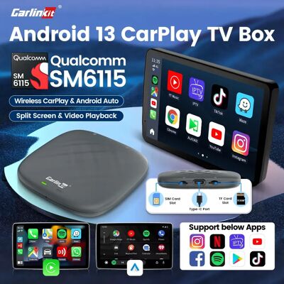 Carlinkit 2026 Smart CarPlay Ai Box Supporto Android 13 Netflix YouTube Schermo diviso Wireless Android Auto e CarPlay Smart TV Box Carlinkit 2026 Smart CarPlay Ai Box Supporto Android 13 Netflix YouTube Schermo diviso Wireless Android Auto e CarPlay Smart TV Box