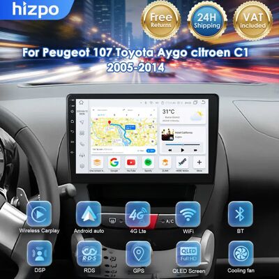HIZPO CarPlay Wireless per Autoradio Apple per Peugeot 107 Toyota Aygo Citroen C1 2005-2014 Radio Android Auto GPS Multimedia HIZPO CarPlay Wireless per Autoradio Apple per Peugeot 107 Toyota Aygo Citroen C1 2005-2014 Radio Android Auto GPS Multimedia