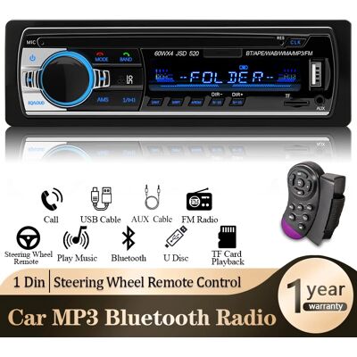 hippcron Autoradio Lettore stereo da 1 din Lettore MP3 per auto Bluetooth digitale 60Wx4 Radio FM Audio stereo Musica USB/SD con ingresso AUX nel cruscotto hippcron Autoradio Lettore stereo da 1 din Lettore MP3 per auto Bluetooth digitale 60Wx4 Radio FM Audio stereo Musica USB/SD con ingresso AUX nel cruscotto