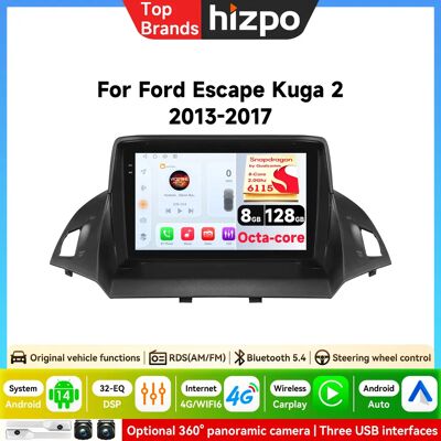 HIZPO Autoradio Android per Ford C-MAX Kuga 2 Escape 3 2012 - 2019 con Carplay Wireless, Navigazione Auto, Multimedia, DSP, BT, GPS, AI HIZPO Autoradio Android per Ford C-MAX Kuga 2 Escape 3 2012 - 2019 con Carplay Wireless, Navigazione Auto, Multimedia, DSP, BT, GPS, AI
