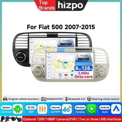 HIZPO Autoradio Android 7'' per Fiat 500 500C Abarth 2007 - 2015 con CarPlay Wireless, Android Auto, Navigazione GPS e Sistema Intelligente HIZPO Autoradio Android 7'' per Fiat 500 500C Abarth 2007 - 2015 con CarPlay Wireless, Android Auto, Navigazione GPS e Sistema Intelligente