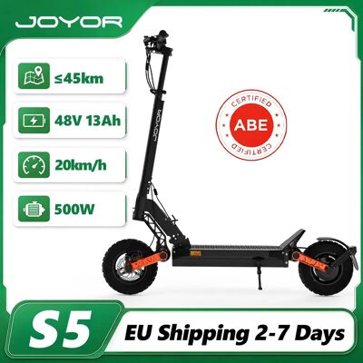 JOYOR S5 ABE Monopattino Elettrico per Tutti i Terreni Omologato per Uso Stradale Motore 500W Batteria 48V 13Ah Autonomia 45km 20km/h Pneumatici Fuoristrada da 10 Pollici Doppia Sospensione Pieghevole JOYOR S5 ABE Monopattino Elettrico per Tutti i Terreni Omologato per Uso Stradale Motore 500W Batteria 48V 13Ah Autonomia 45km 20km/h Pneumatici Fuoristrada da 10 Pollici Doppia Sospensione Pieghevole