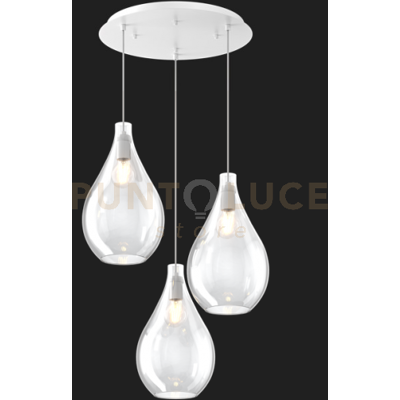 TopLight Sosp. Bianco 3 Luci Tonda Vetri Medi Trasparente 1193bi-S3 Tm-Tr TopLight Sosp. Bianco 3 Luci Tonda Vetri Medi Trasparente 1193bi-S3 Tm-Tr