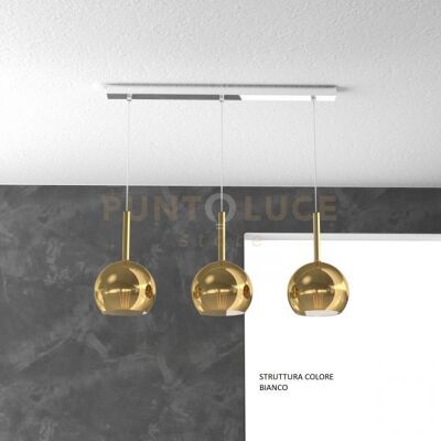 TopLight Sosp. Bianco Rettangolare 3 Luci Vetri Tutti Piccolo Oro 1155bi-S3 Rp-Or TopLight Sosp. Bianco Rettangolare 3 Luci Vetri Tutti Piccolo Oro 1155bi-S3 Rp-Or