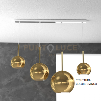 TopLight Sosp. Bianco Rettangolare 4 Luci Vetri (1 Grande+1 Medio+2 Piccolo) Tutti Oro... TopLight Sosp. Bianco Rettangolare 4 Luci Vetri (1 Grande+1 Medio+2 Piccolo) Tutti Oro...