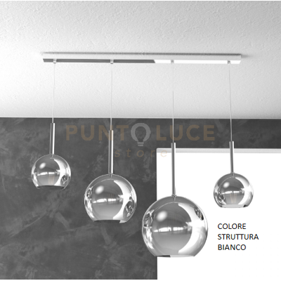 TopLight Sosp. Bianco Rettangolare 4 Luci Vetri (1 Grande+1 Medio+2 Piccolo) Tutti Cro... TopLight Sosp. Bianco Rettangolare 4 Luci Vetri (1 Grande+1 Medio+2 Piccolo) Tutti Cro...