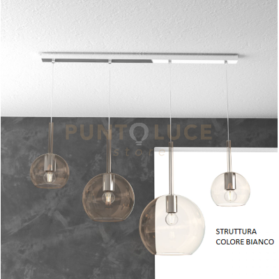 TopLight Sosp. Bianco Rettangolare 4 Luci Vetri (1 Grande+1 Medio+2 Piccolo) Tutti Amb... TopLight Sosp. Bianco Rettangolare 4 Luci Vetri (1 Grande+1 Medio+2 Piccolo) Tutti Amb...