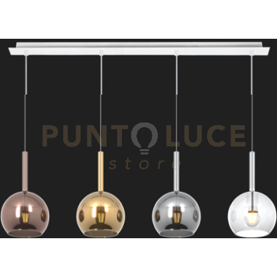 TopLight Sosp. Bianco Rettangolare 4 Luci Vetri Tutti Piccolo Trasparente Cromo Oro Am... TopLight Sosp. Bianco Rettangolare 4 Luci Vetri Tutti Piccolo Trasparente Cromo Oro Am...