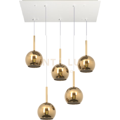 TopLight Sosp. Bianco Rettangolare 5 Luci Vetri Tutti Piccolo Oro 1155bi-S5 Rp-Or TopLight Sosp. Bianco Rettangolare 5 Luci Vetri Tutti Piccolo Oro 1155bi-S5 Rp-Or