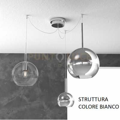 TopLight Sosp. Bianco Spostabile 3 Luci Vetri (Grande Cr + Medio Tr + Piccolo Cr) 1155... TopLight Sosp. Bianco Spostabile 3 Luci Vetri (Grande Cr + Medio Tr + Piccolo Cr) 1155...