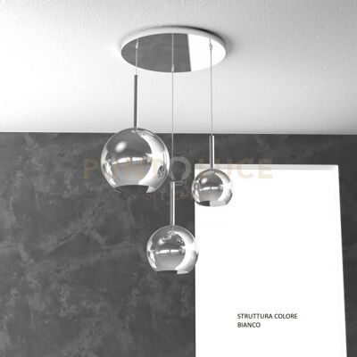 TopLight Sosp. Bianco Tonda 3 Luci Vetri (1 Grande+1 Medio+1 Piccolo) Tutti Cromo 1155... TopLight Sosp. Bianco Tonda 3 Luci Vetri (1 Grande+1 Medio+1 Piccolo) Tutti Cromo 1155...