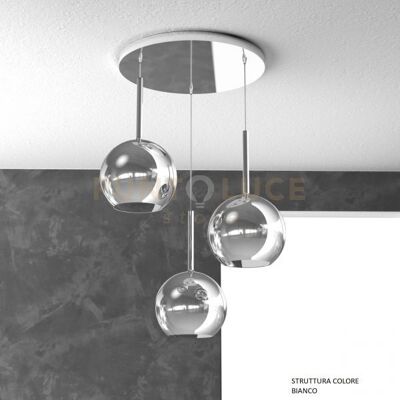 TopLight Sosp. Bianco Tonda 3 Luci Vetri Tutti Medio Cromo 1155bi-S3 Tm-Cr TopLight Sosp. Bianco Tonda 3 Luci Vetri Tutti Medio Cromo 1155bi-S3 Tm-Cr