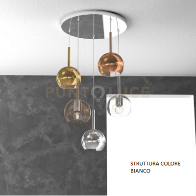 TopLight Sosp. Bianco Tonda 5 Luci Vetri Tutti Piccolo Trasparente Ambra Cromo Oro Ram... TopLight Sosp. Bianco Tonda 5 Luci Vetri Tutti Piccolo Trasparente Ambra Cromo Oro Ram...