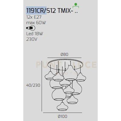 TopLight Sosp. Cromo 12 Luci Tonda Vetri (8 X Piccolo + 4 X Grande) Tutti Rubino 1191c... TopLight Sosp. Cromo 12 Luci Tonda Vetri (8 X Piccolo + 4 X Grande) Tutti Rubino 1191c...
