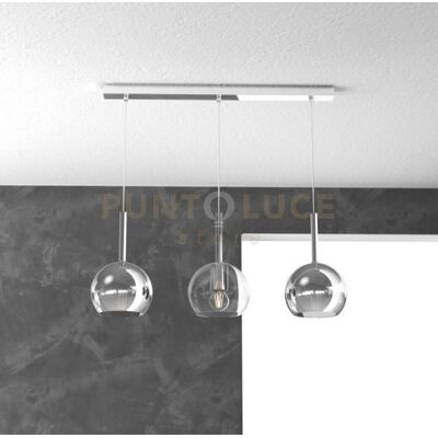 TopLight Sosp. Cromo Rettangolare 3 Luci Vetri Tutti Piccolo (1x Trasparente + 2x Crom... TopLight Sosp. Cromo Rettangolare 3 Luci Vetri Tutti Piccolo (1x Trasparente + 2x Crom...