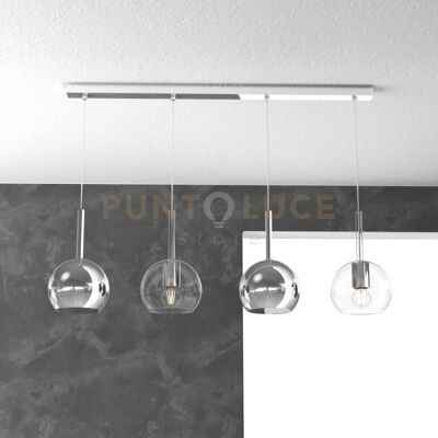 TopLight Sosp. Cromo Rettangolare 4 Luci Vetri Tutti Piccolo (2 X Trasparente + 2 X Cr... TopLight Sosp. Cromo Rettangolare 4 Luci Vetri Tutti Piccolo (2 X Trasparente + 2 X Cr...