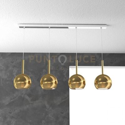 TopLight Sosp. Cromo Rettangolare 4 Luci Vetri Tutti Piccolo Oro 1155cr-S4 Rp-Or TopLight Sosp. Cromo Rettangolare 4 Luci Vetri Tutti Piccolo Oro 1155cr-S4 Rp-Or