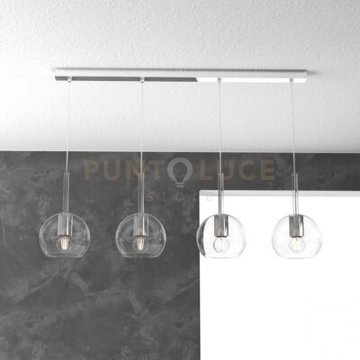 TopLight Sosp. Cromo Rettangolare 4 Luci Vetri Tutti Piccolo Trasparente 1155cr-S4 Rp-Tr TopLight Sosp. Cromo Rettangolare 4 Luci Vetri Tutti Piccolo Trasparente 1155cr-S4 Rp-Tr